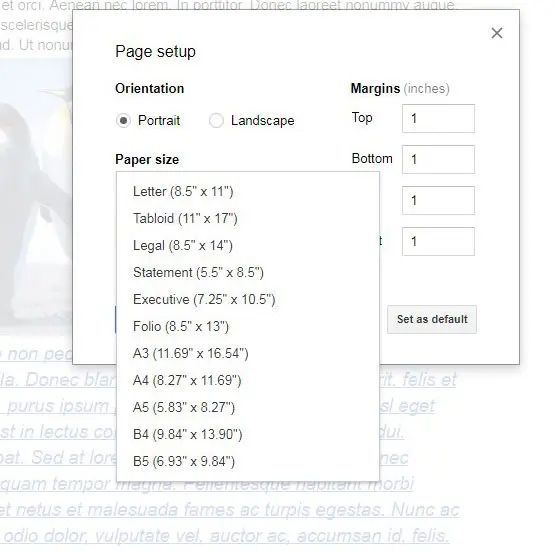 Configure Page Dimensions